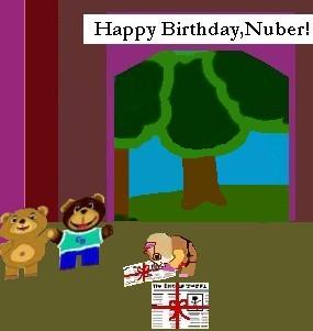 Nuber opens his gifts from the bears